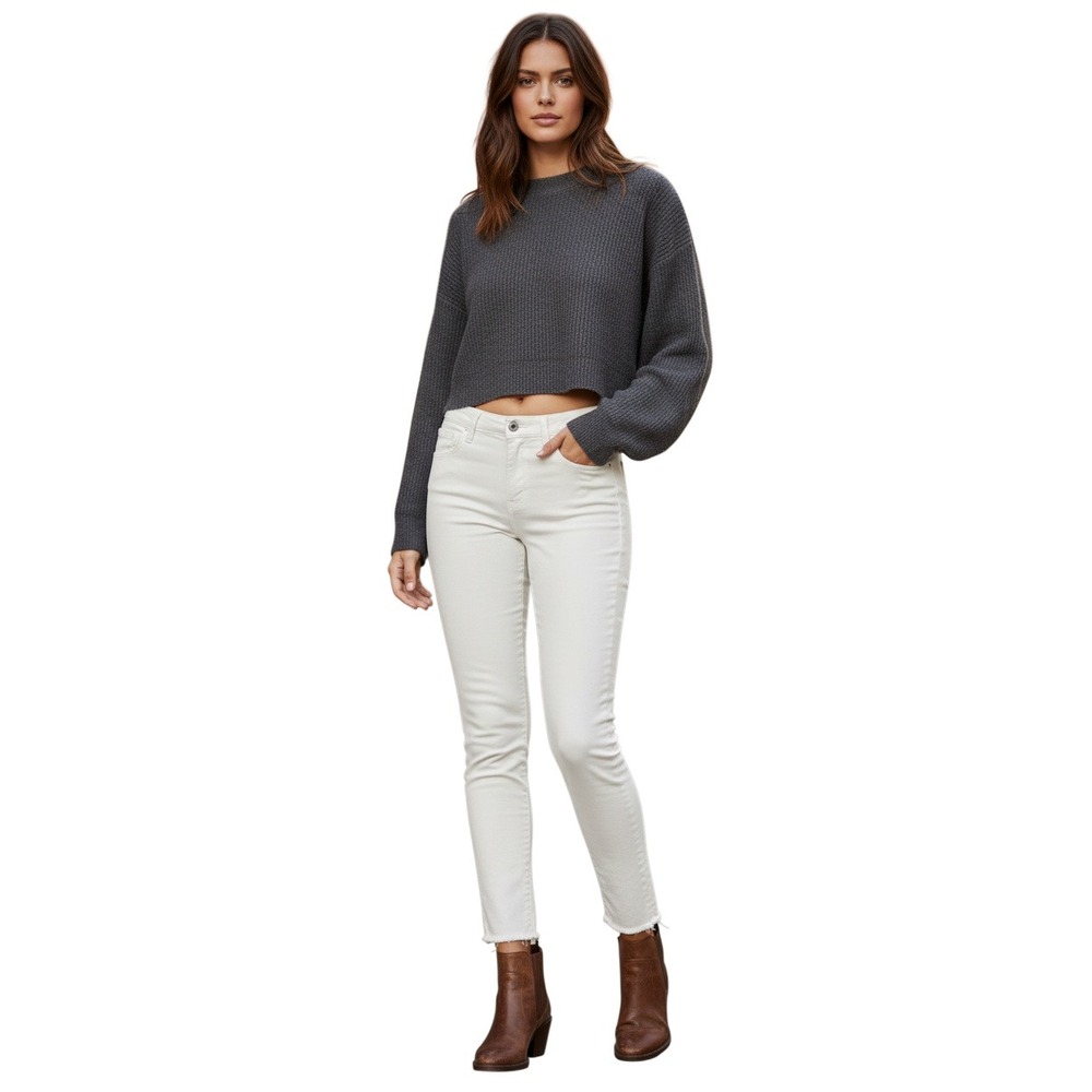 L AGENCE Ruth NWOT Classic White Velvet Denim Jeans Straight Leg 25x26 USA $265